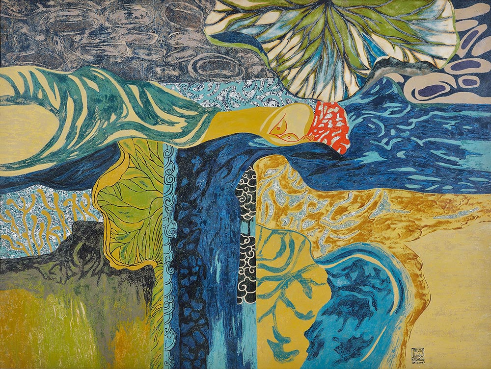 正觀藝術位於高雄駁二,展出越南漆畫家阮長靈之作品:浮游夢