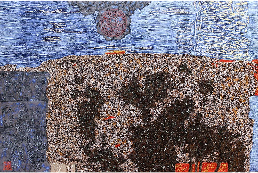 正觀藝術位於高雄駁二，展出越南漆畫家阮長靈之作品：源頭