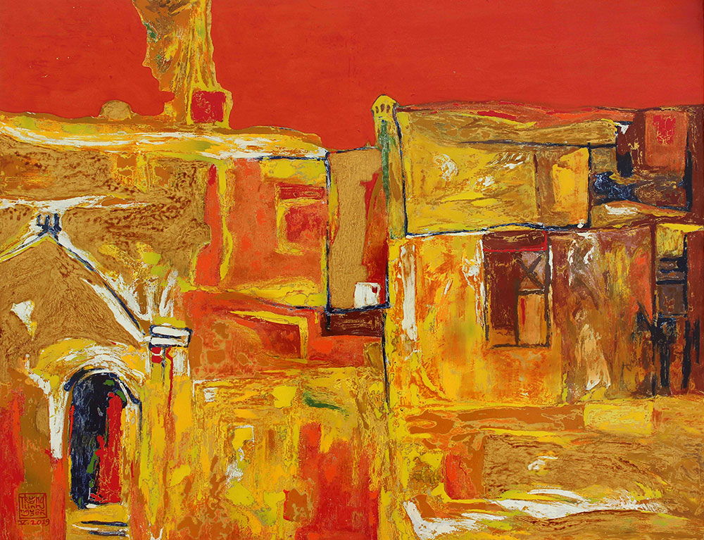 正觀藝術位於高雄駁二，緊鄰高雄港牌樓，展出越南漆畫家阮長靈之作品：公寓