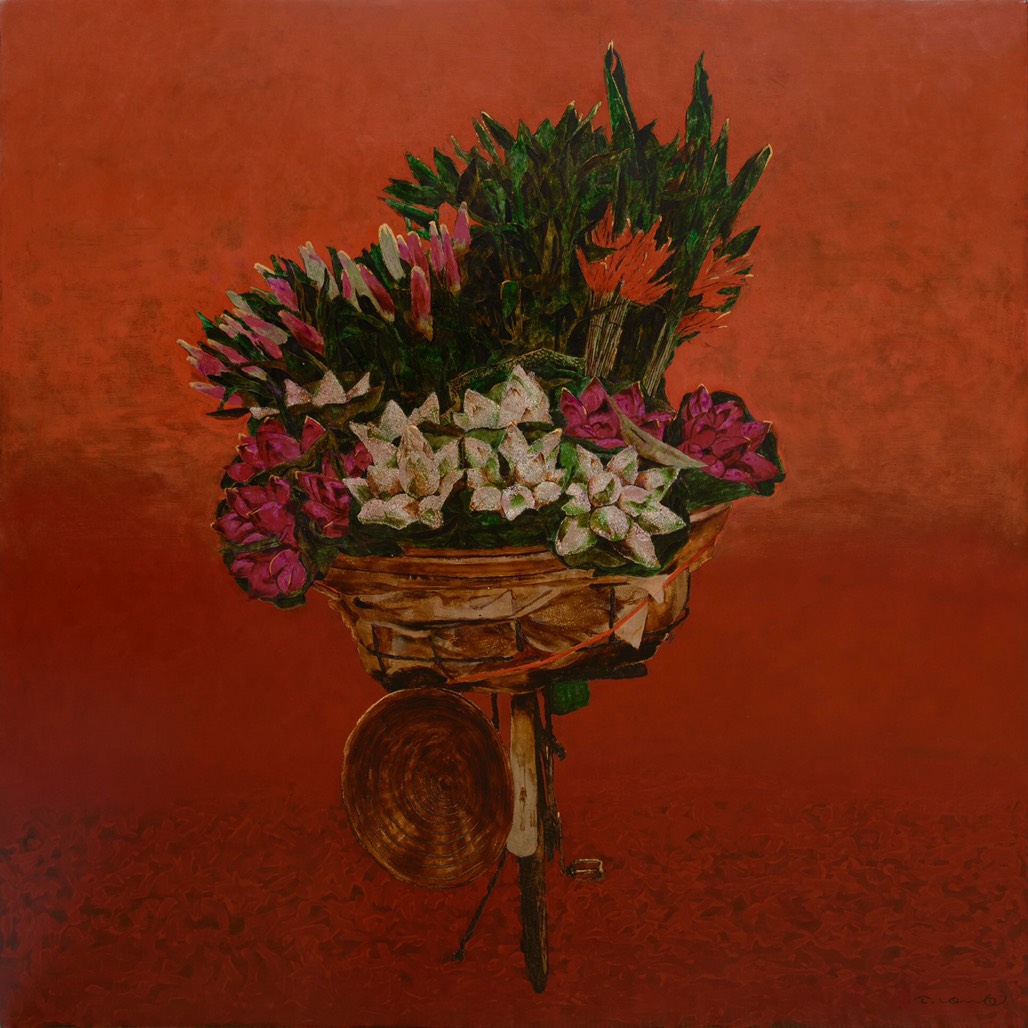 位於高雄駁二,緊鄰高雄港牌樓的正觀藝術,展出越南知名漆畫家陳俊龍之作品:花車